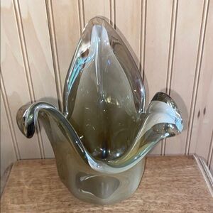 Elegant Murano Handblown glass votive with Swirled Design, made in Italy.